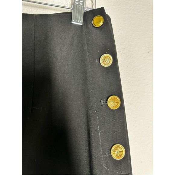 La Redoute Wonen’s Wide Legs Dress Pants Gold Button Trim Sz 12 Black See Notes - Picture 2 of 16